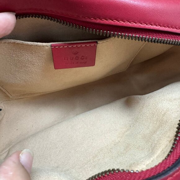 GUCCI GG Marmont Red Leather Shoulder Bag 775-071825 - Picture 15 of 15